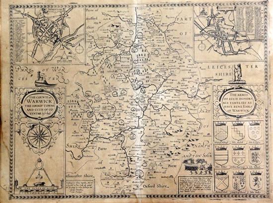 John Speed and Jodocus Hondius, The Counti of Warwick The Shire Town and Citie of Coventre Described, c.1623-1632 55 x 41cm